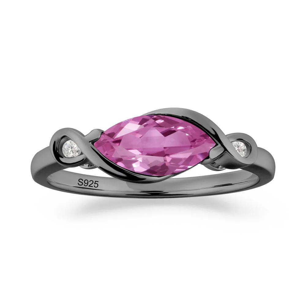 Teardrop Pink Sapphire Pave Bow Ring - Image 5