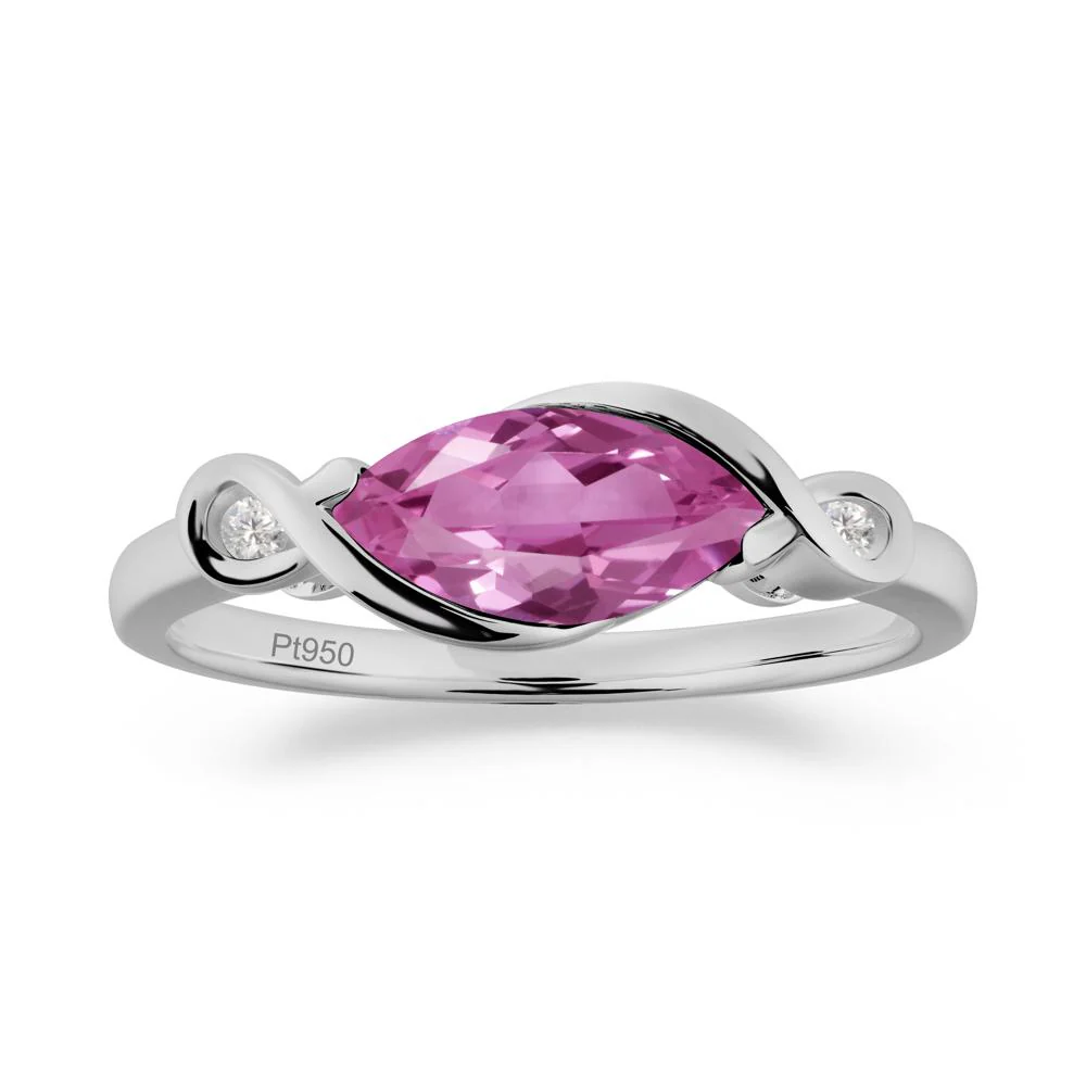 Teardrop Pink Sapphire Pave Bow Ring - Image 7
