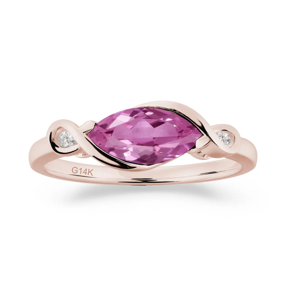 Teardrop Pink Sapphire Pave Bow Ring - Image 9