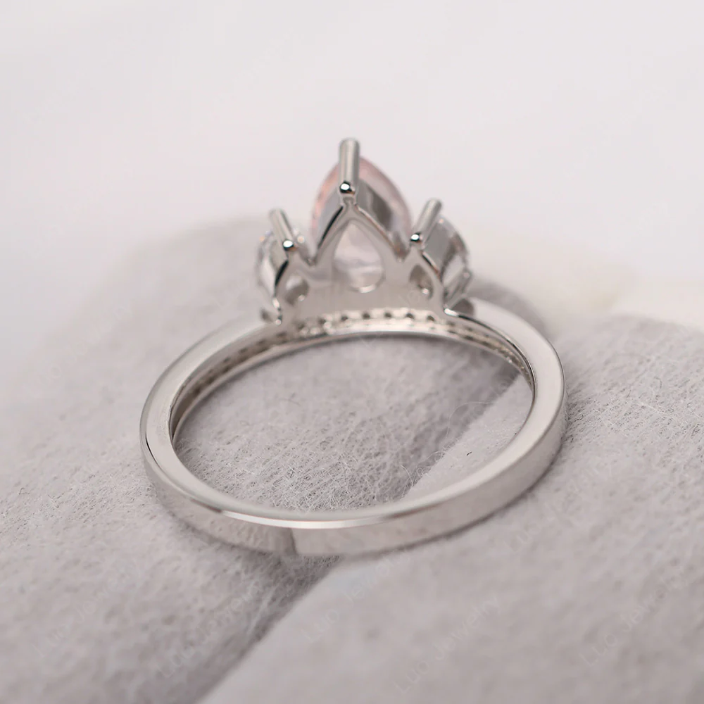Rose Quartz 3 Stone Mothers Ring - Image 3