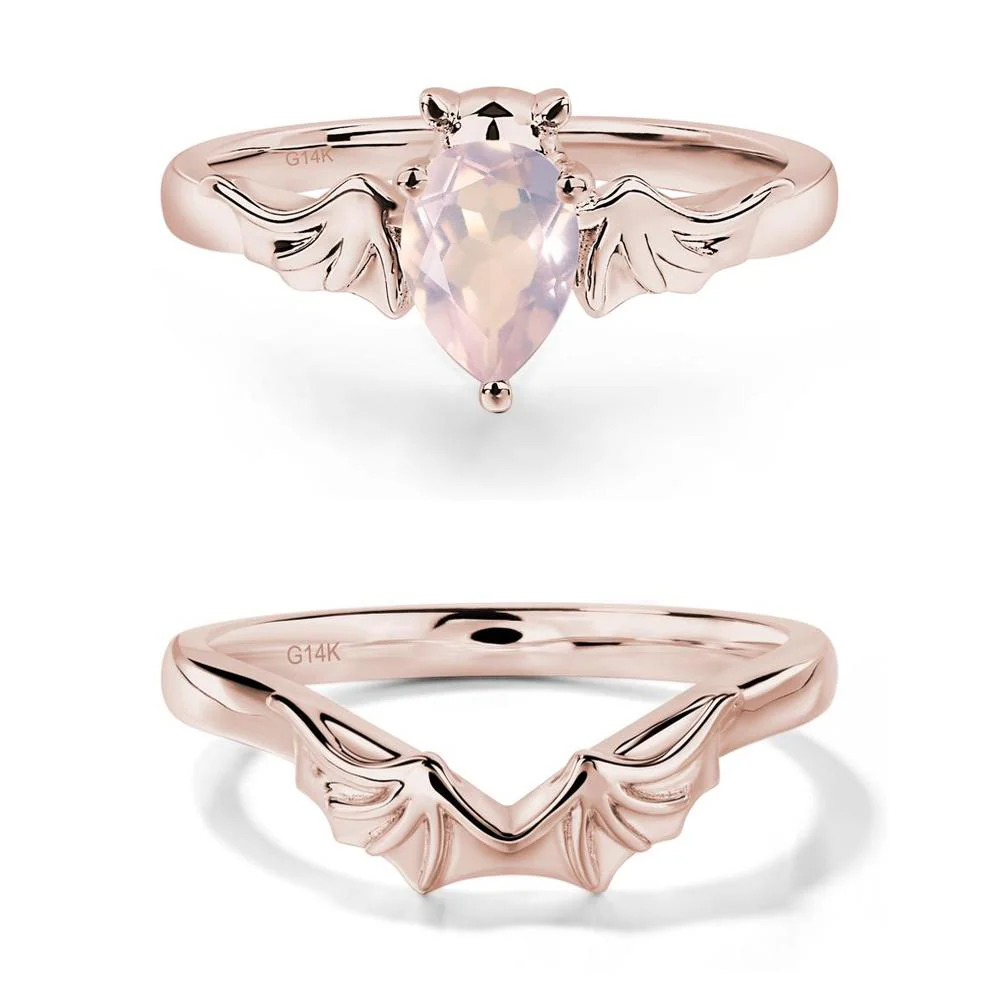 Rose Quartz Bat Engagement Ring - Image 11