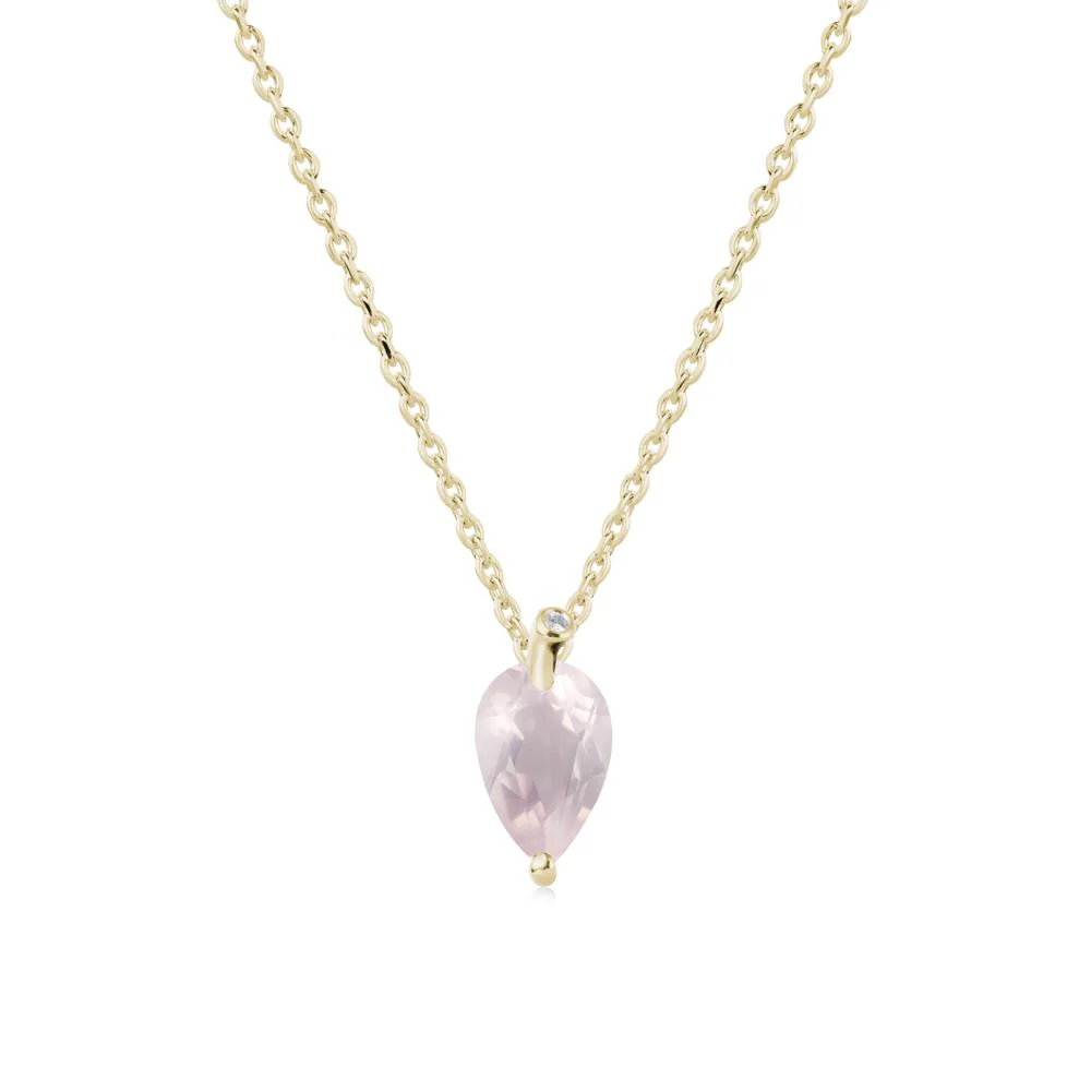 Teardrop Rose Quartz Leaf Necklace - Image 3