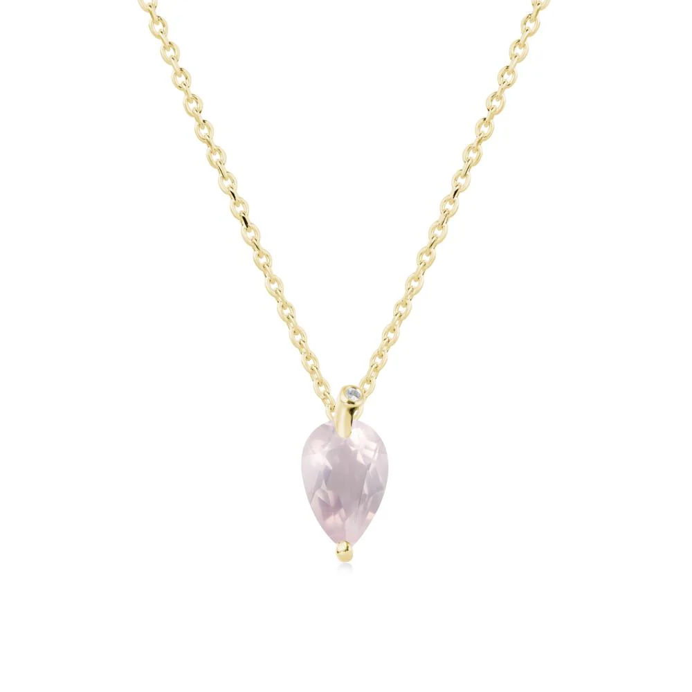 Teardrop Rose Quartz Leaf Necklace - Image 6