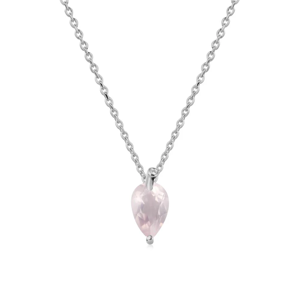 Teardrop Rose Quartz Leaf Necklace - Image 8