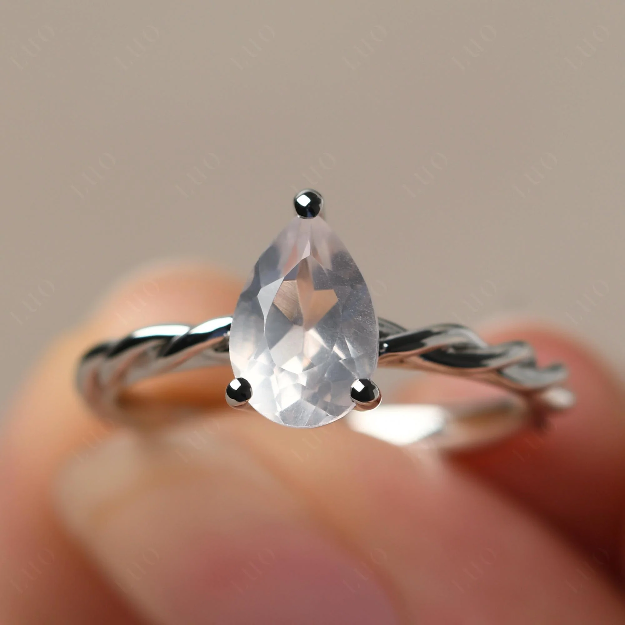 Rose Quartz Rope Engagement Ring - Image 10
