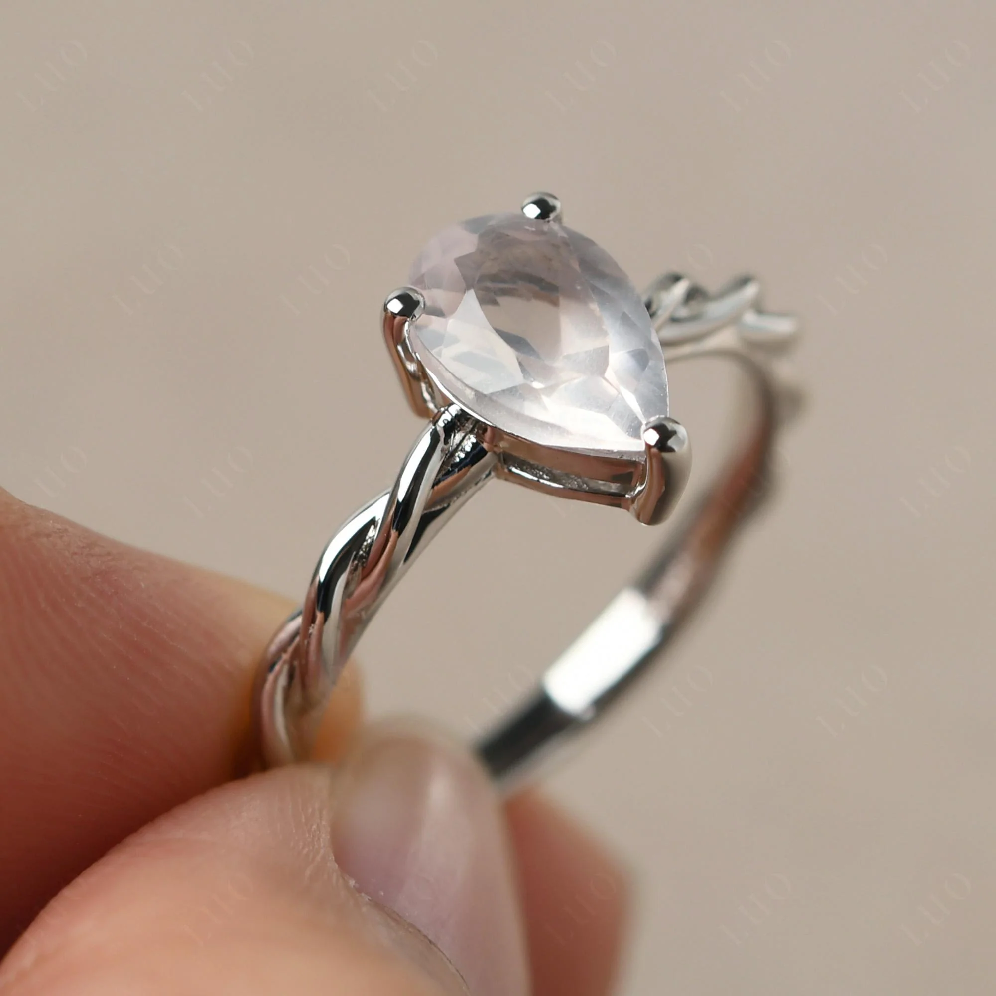 Rose Quartz Rope Engagement Ring - Image 11