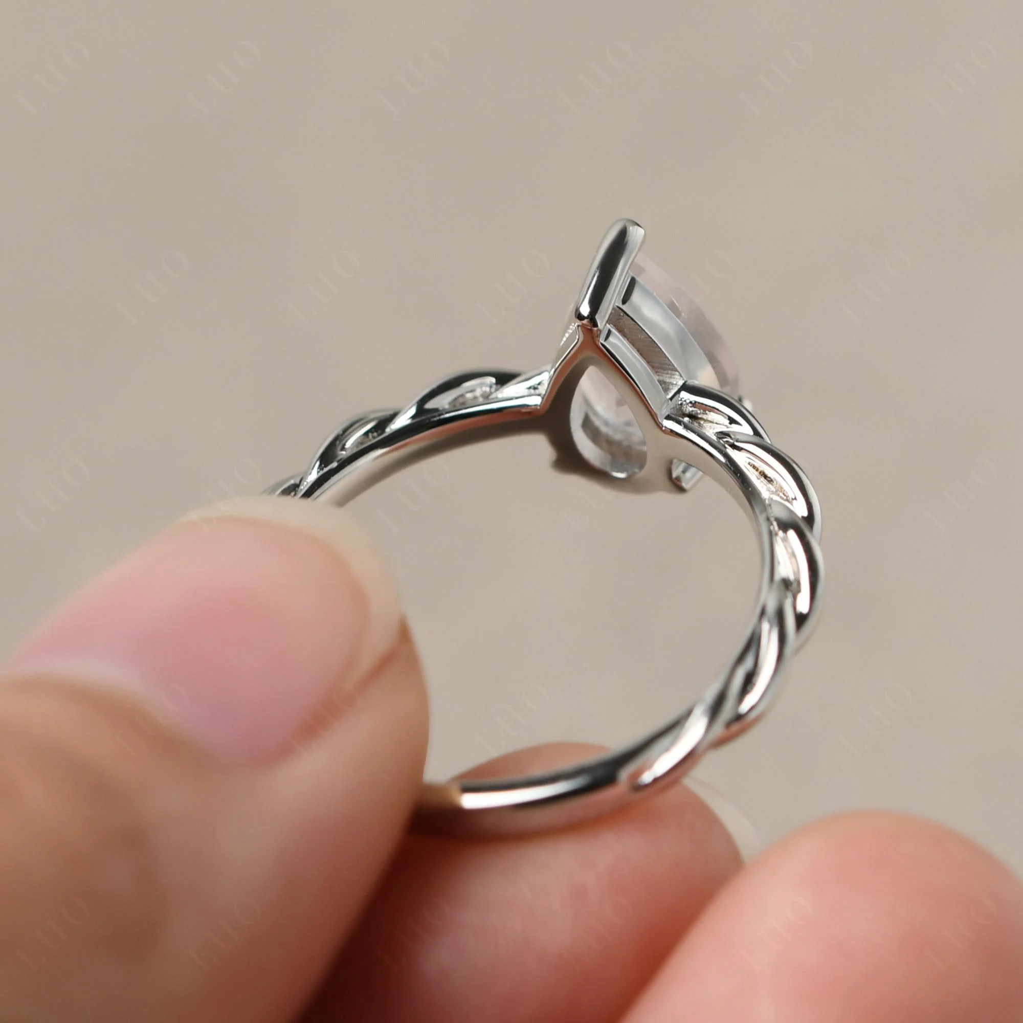 Rose Quartz Rope Engagement Ring - Image 12