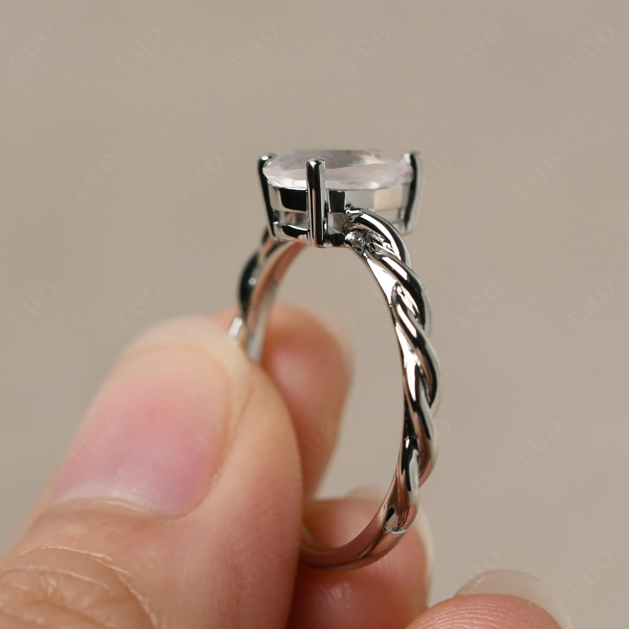 Rose Quartz Rope Engagement Ring - Image 13