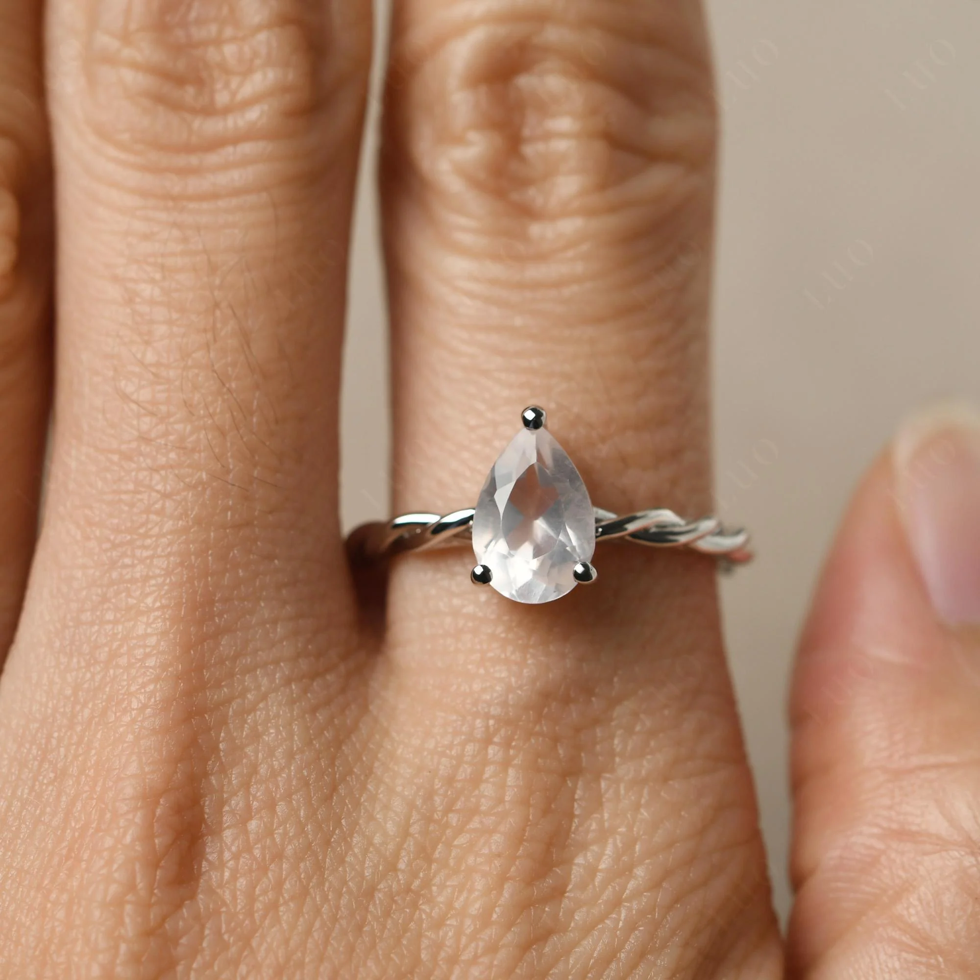 Rose Quartz Rope Engagement Ring - Image 14