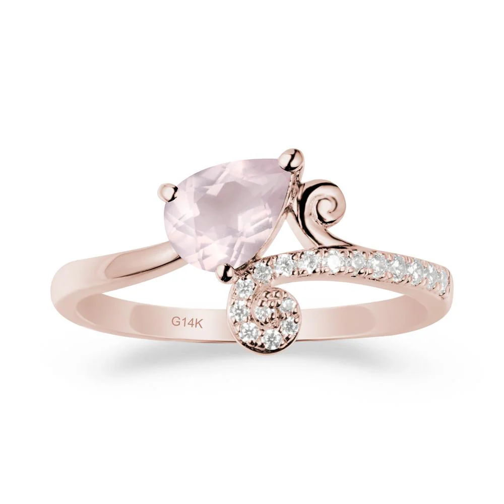 Teardrop Rose Quartz Swirl Ring - Image 2