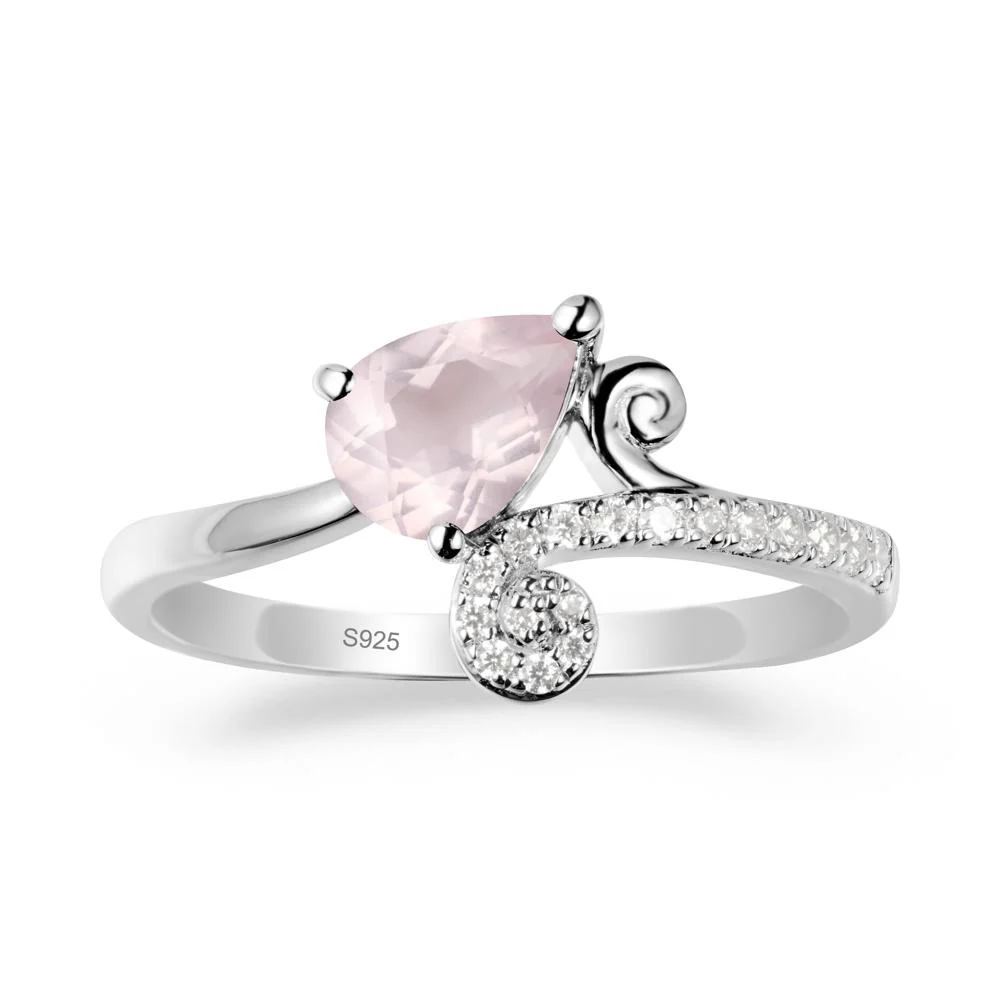 Teardrop Rose Quartz Swirl Ring - Image 9