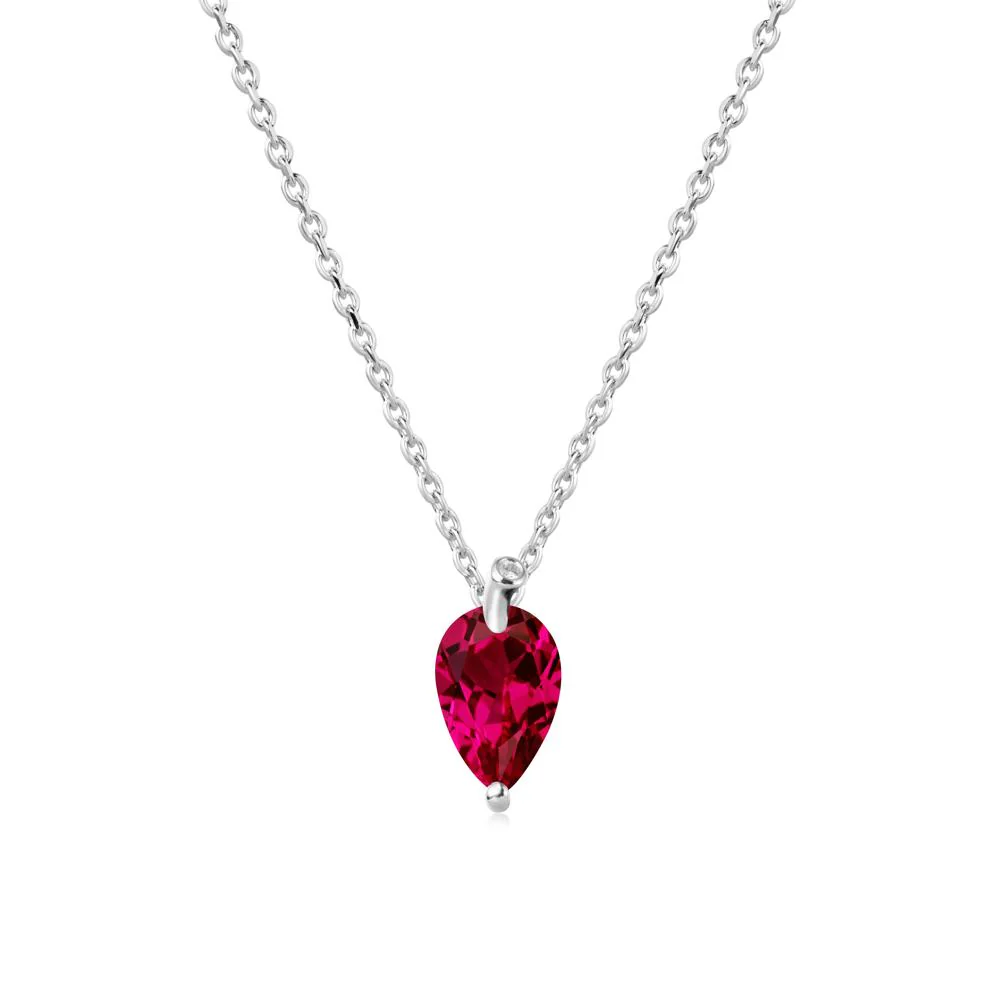 Teardrop Ruby Leaf Necklace - Image 9