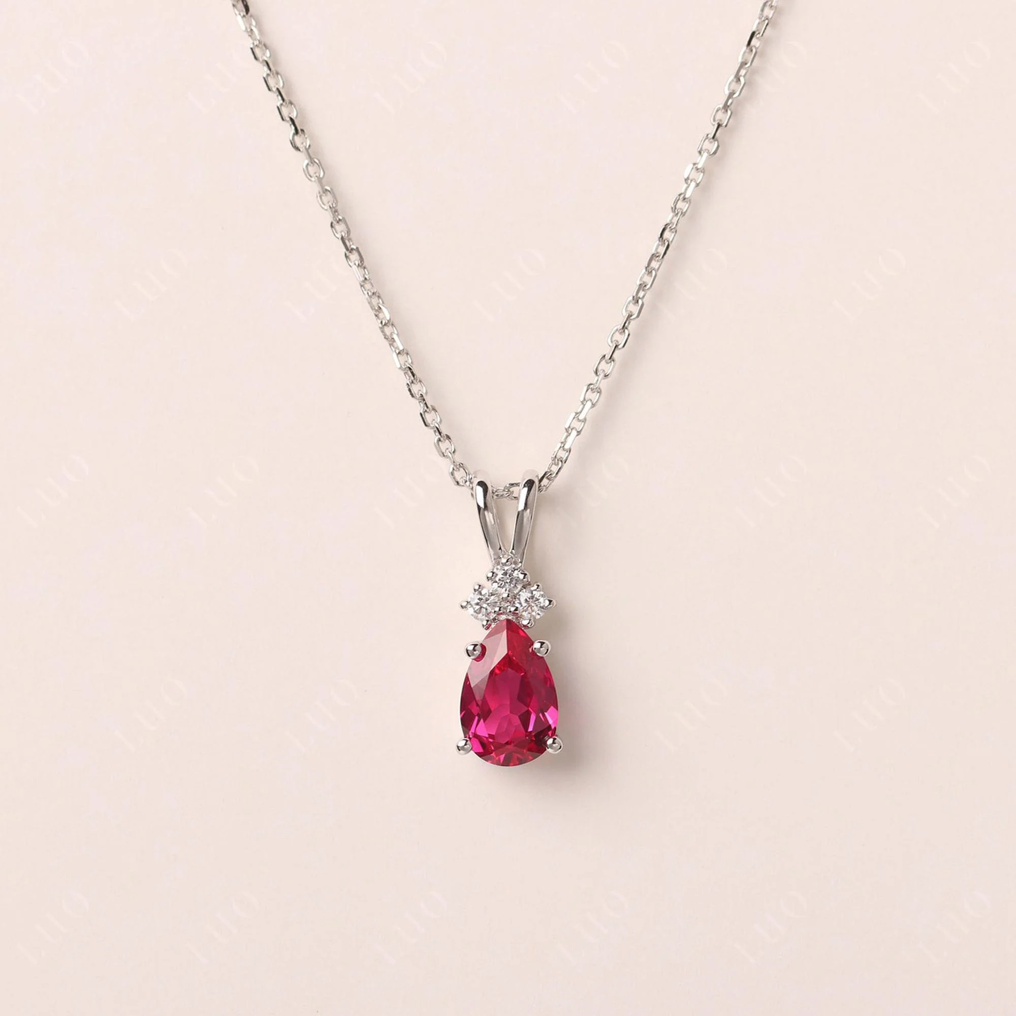 Pear Shaped Ruby Necklace - Image 10