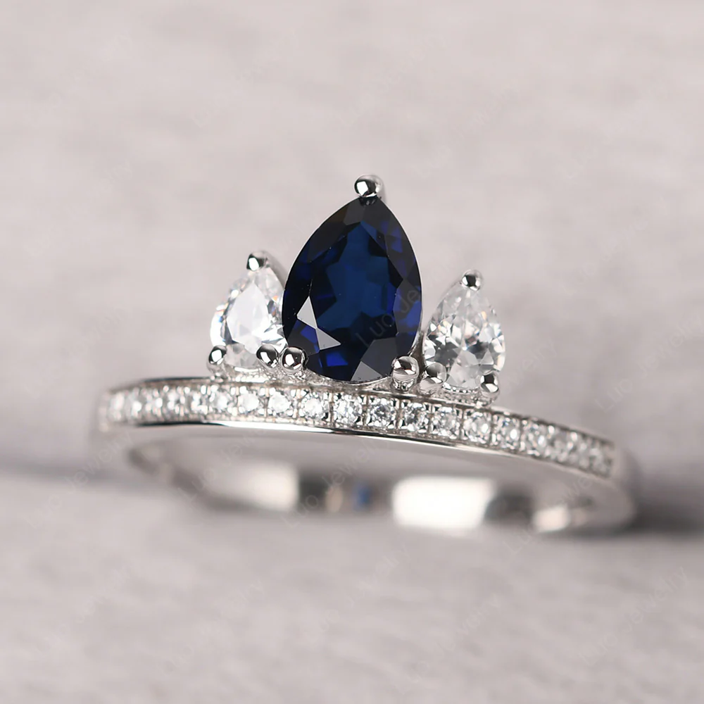 Sapphire Three Stone Pear Ring