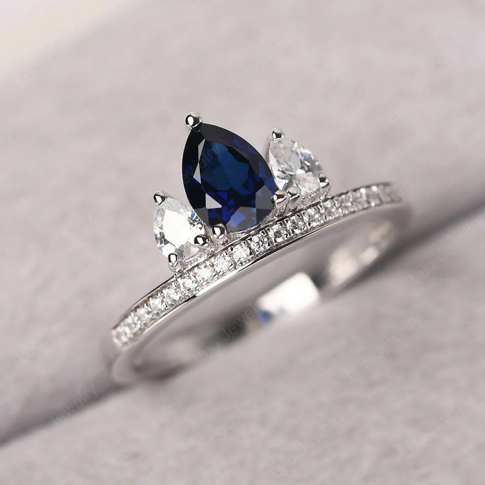 Sapphire Three Stone Pear Ring - Image 2