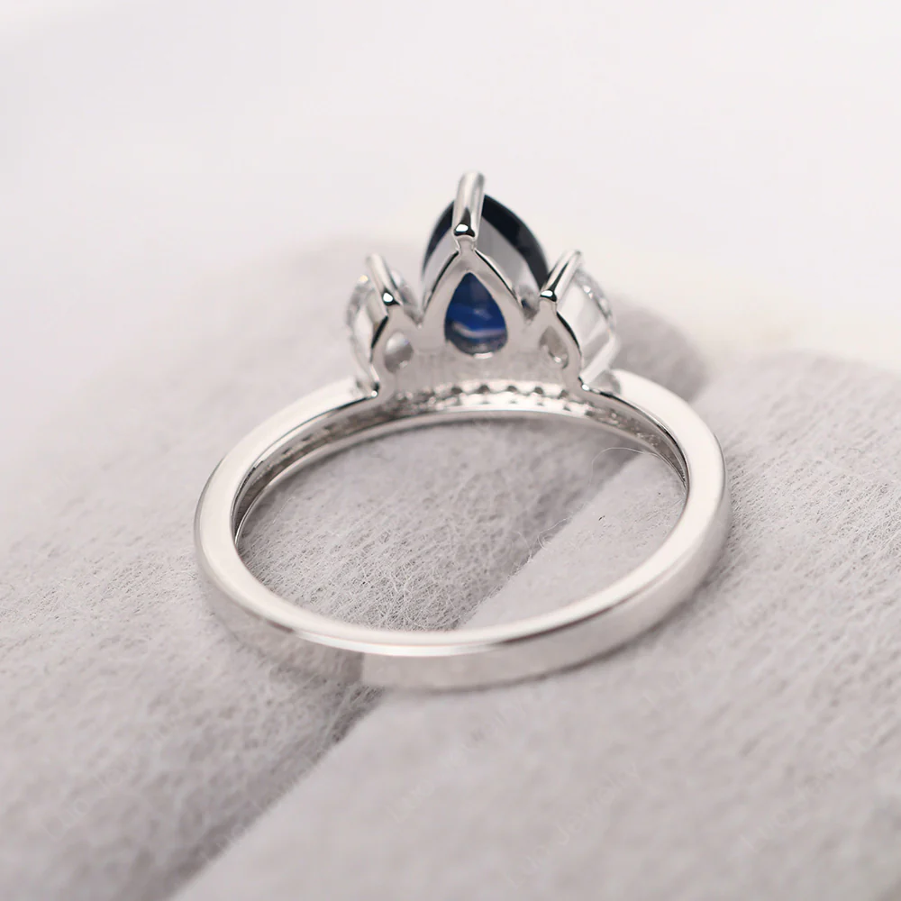 Sapphire Three Stone Pear Ring - Image 3