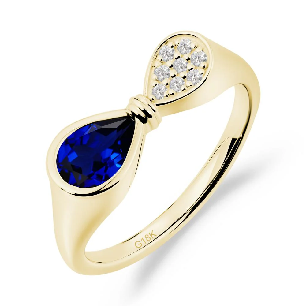 Teardrop Sapphire Infinity Knot Ring - Image 2