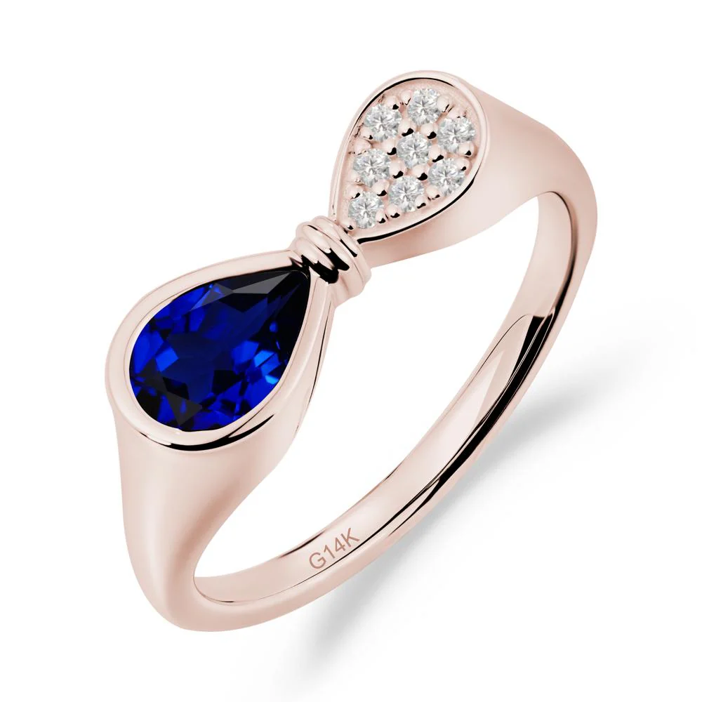 Teardrop Sapphire Infinity Knot Ring - Image 3