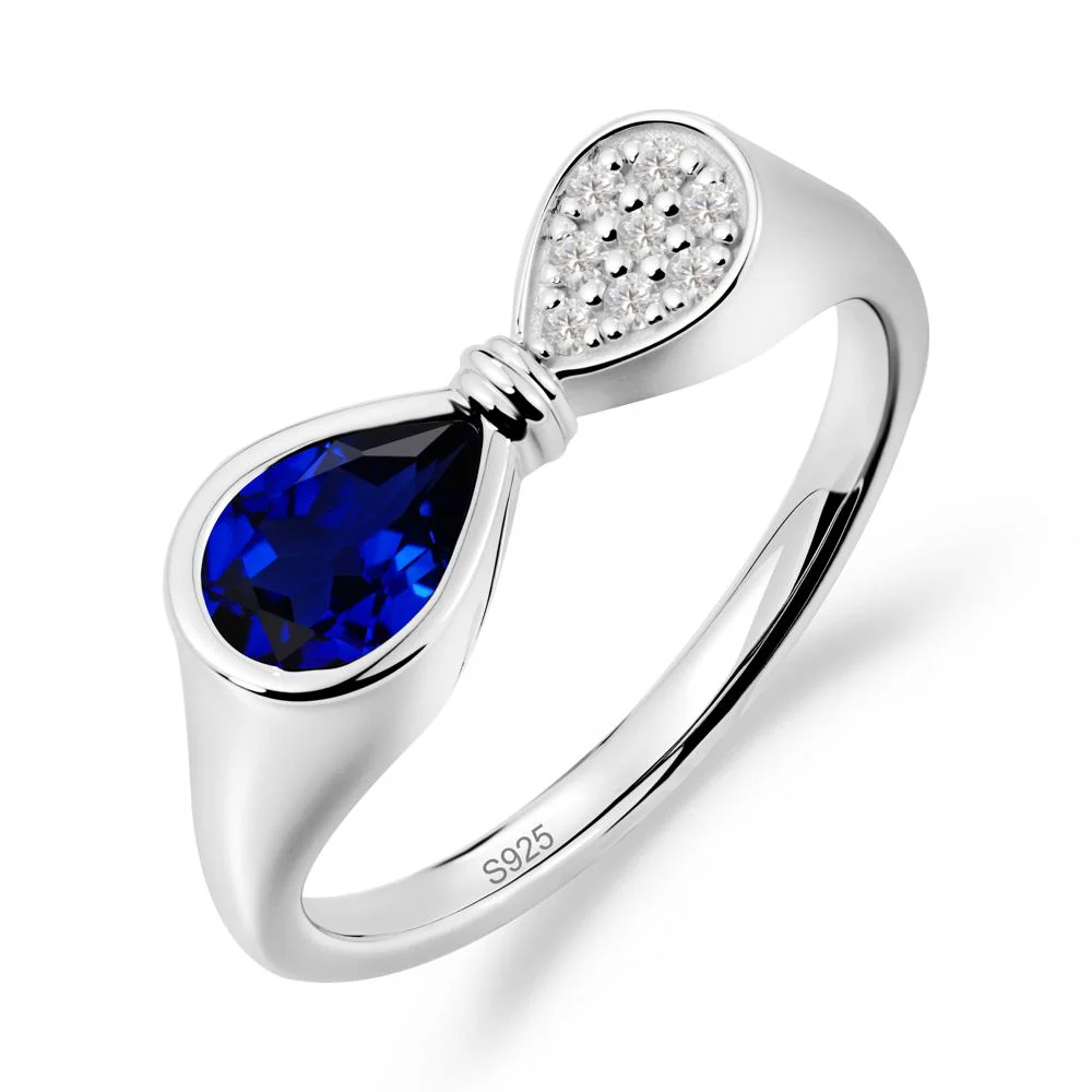 Teardrop Sapphire Infinity Knot Ring - Image 9