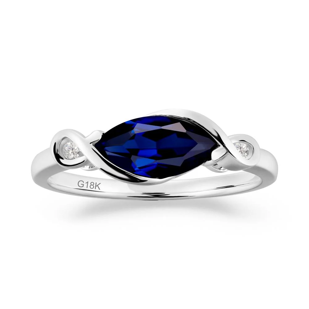 Teardrop Sapphire Pave Bow Ring - Image 3