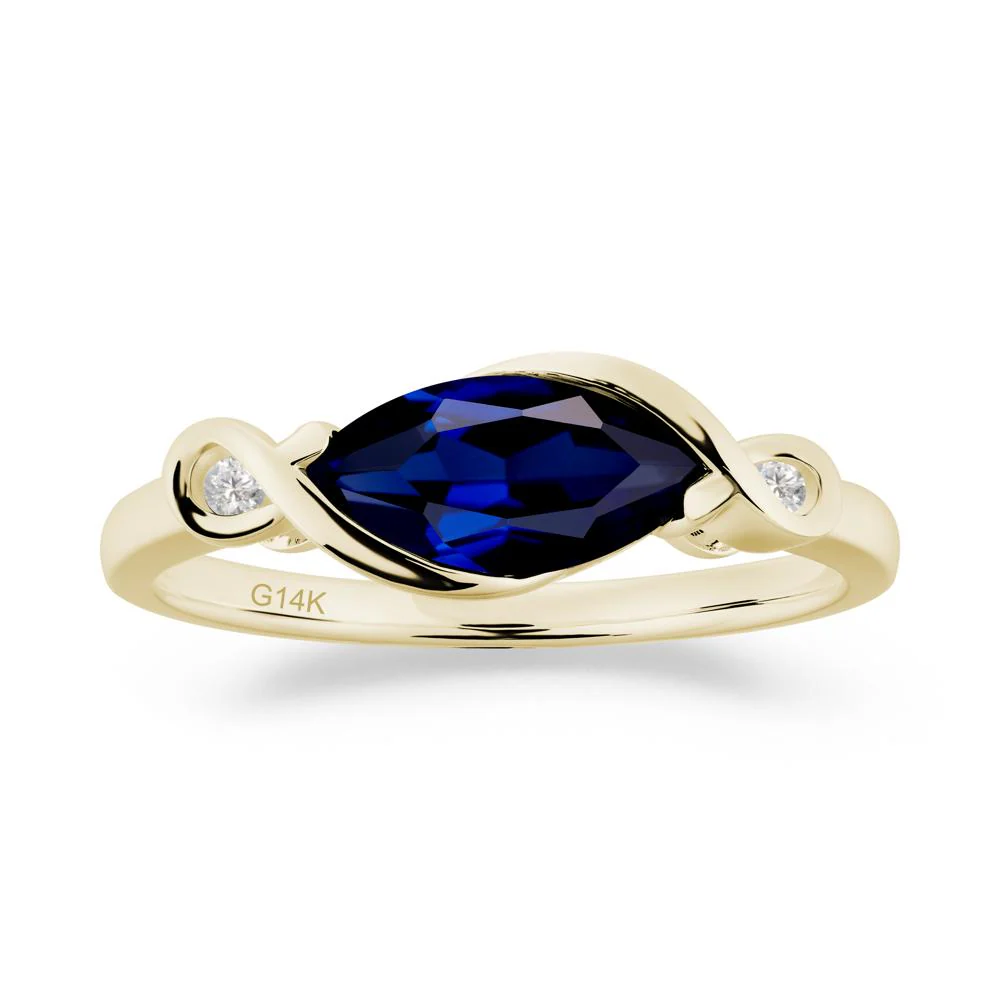 Teardrop Sapphire Pave Bow Ring - Image 6