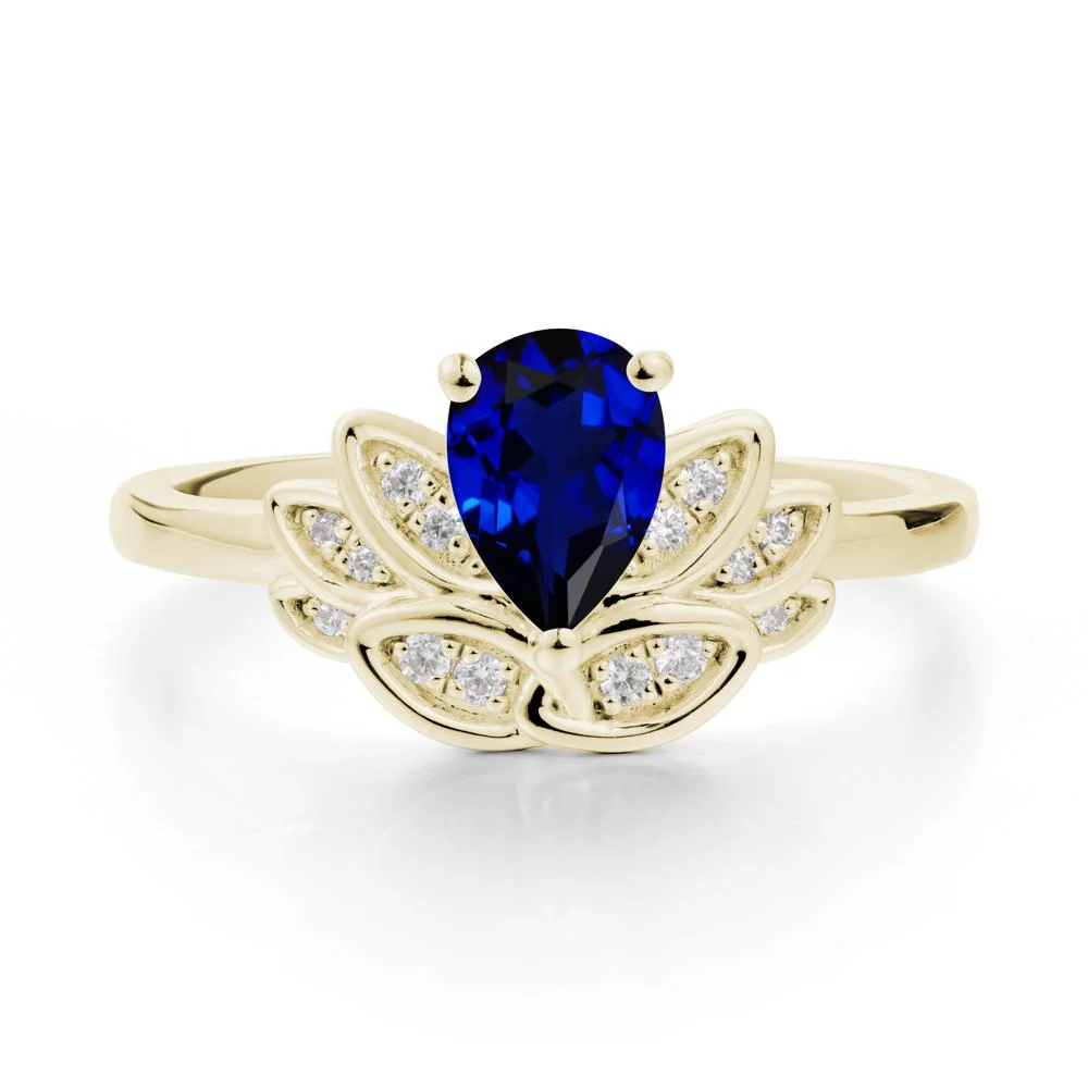 Teardrop Sapphire Petal Ring