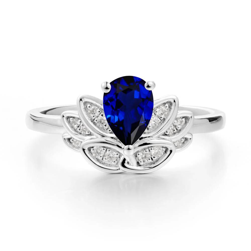 Teardrop Sapphire Petal Ring - Image 5
