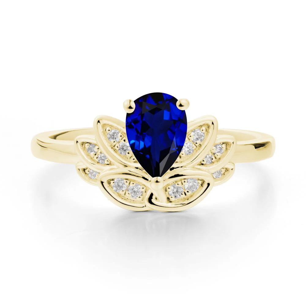 Teardrop Sapphire Petal Ring - Image 6