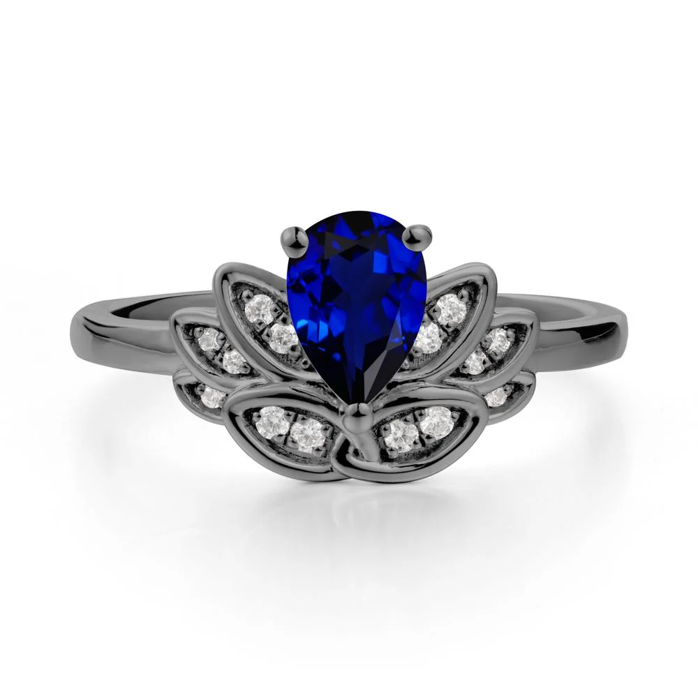 Teardrop Sapphire Petal Ring - Image 7