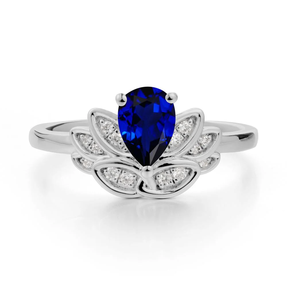 Teardrop Sapphire Petal Ring - Image 8