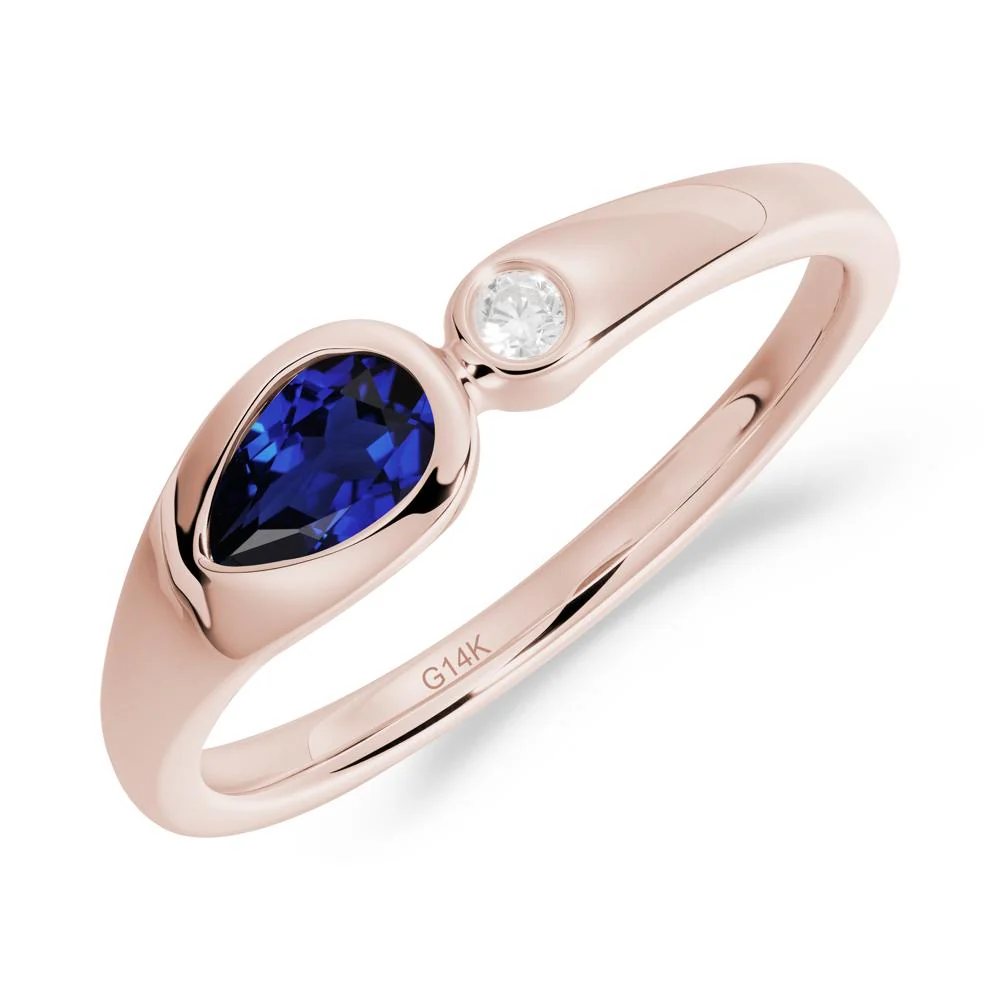 Teardrop Sapphire Toi Et Moi Ring - Image 6