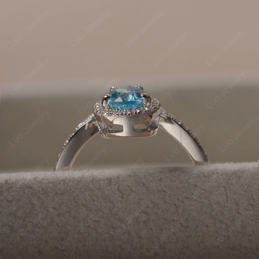 Teardrop Shaped Swiss Blue Topaz Chevron Ring - Image 5