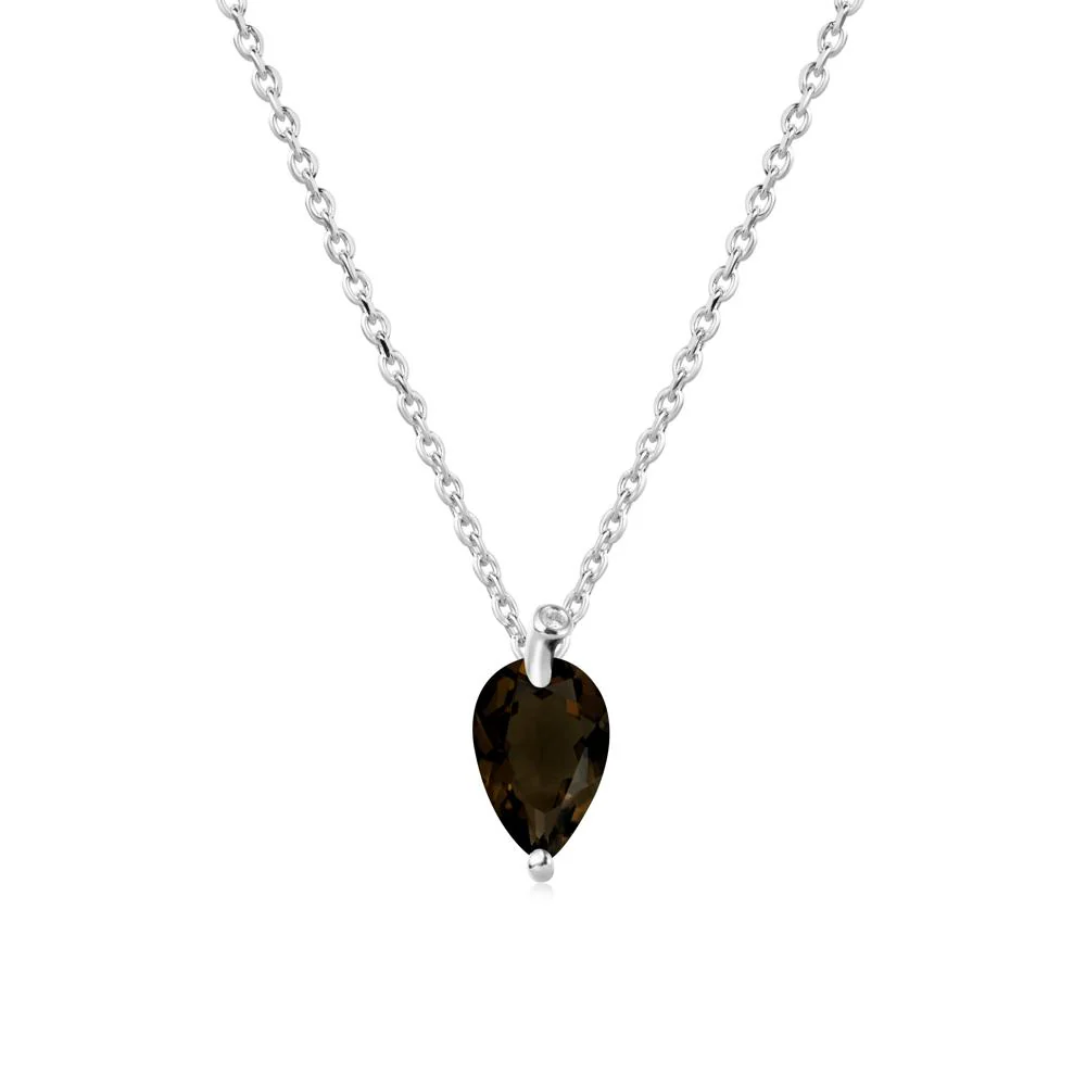 Teardrop Smoky Quartz Leaf Necklace - Image 3