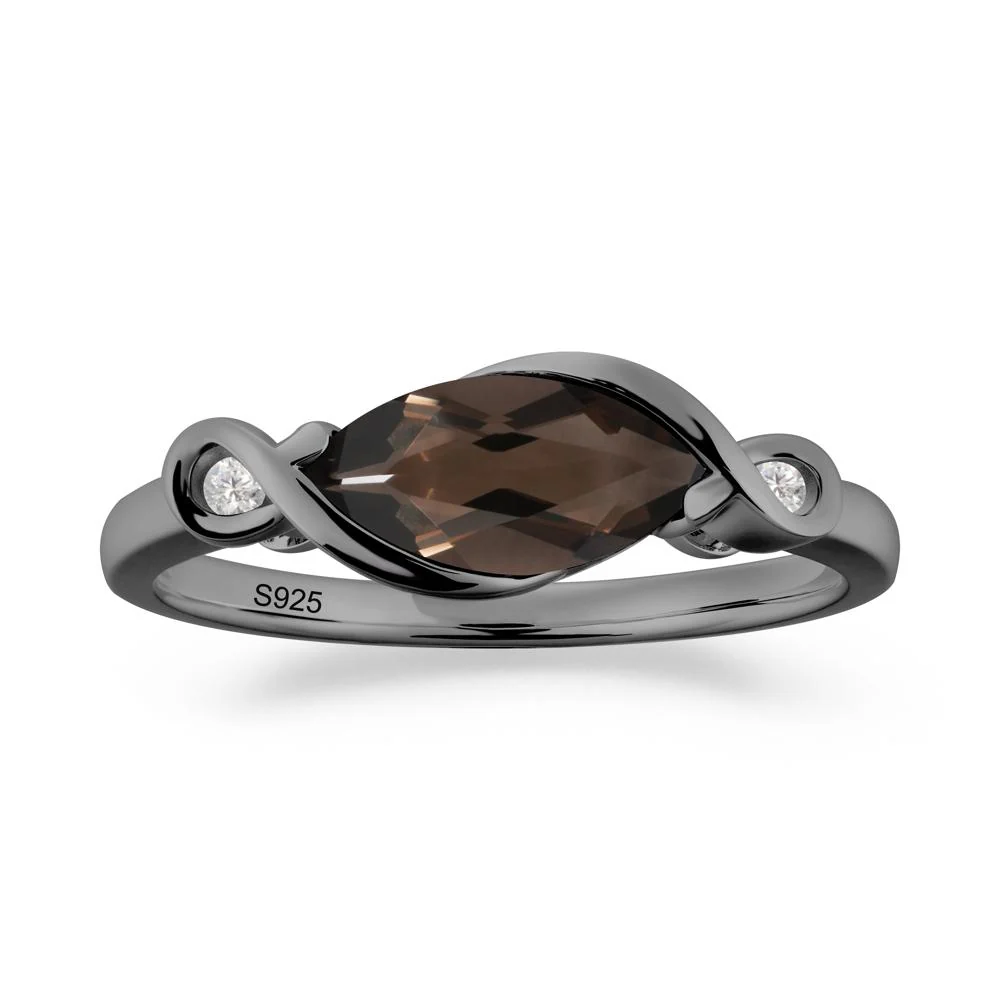 Teardrop Smoky Quartz Pave Bow Ring