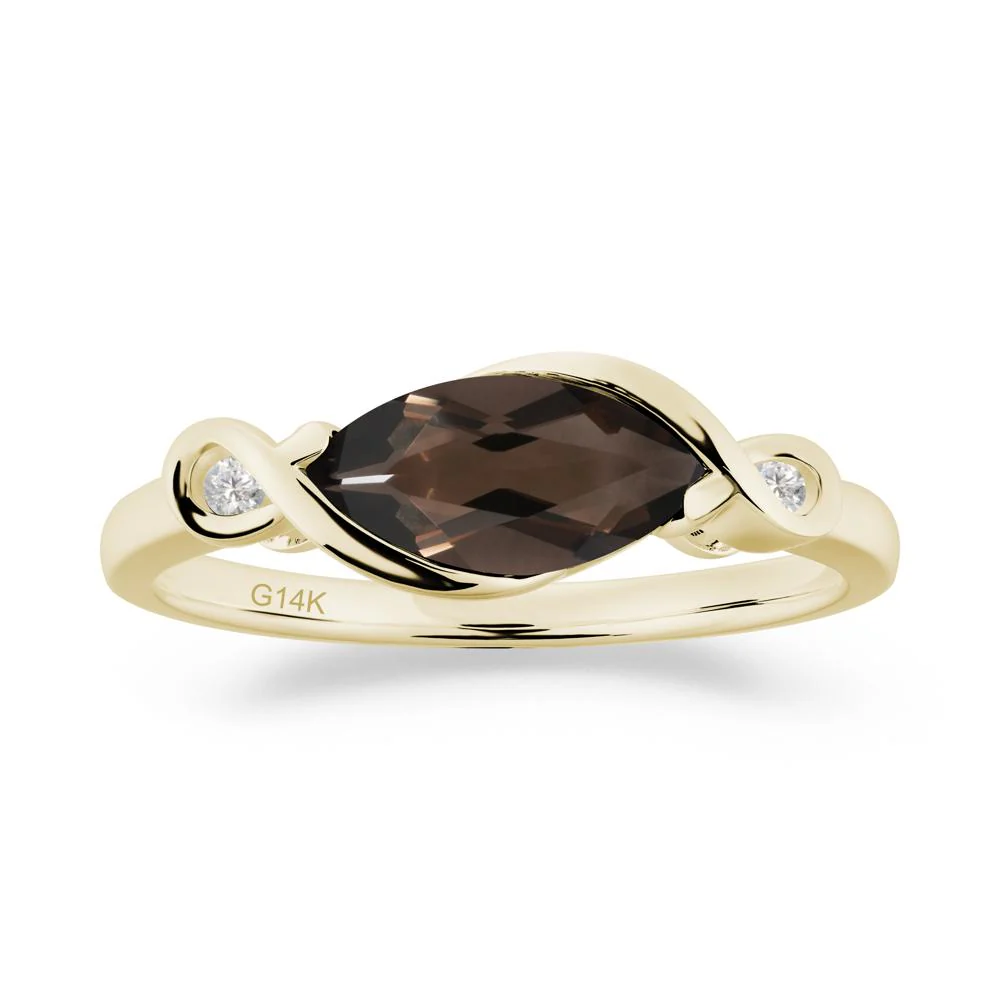 Teardrop Smoky Quartz Pave Bow Ring - Image 3