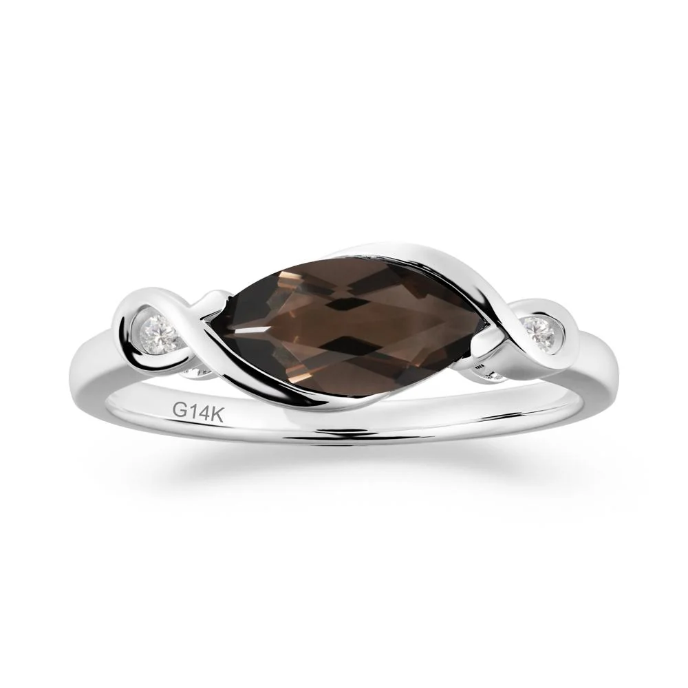 Teardrop Smoky Quartz Pave Bow Ring - Image 9