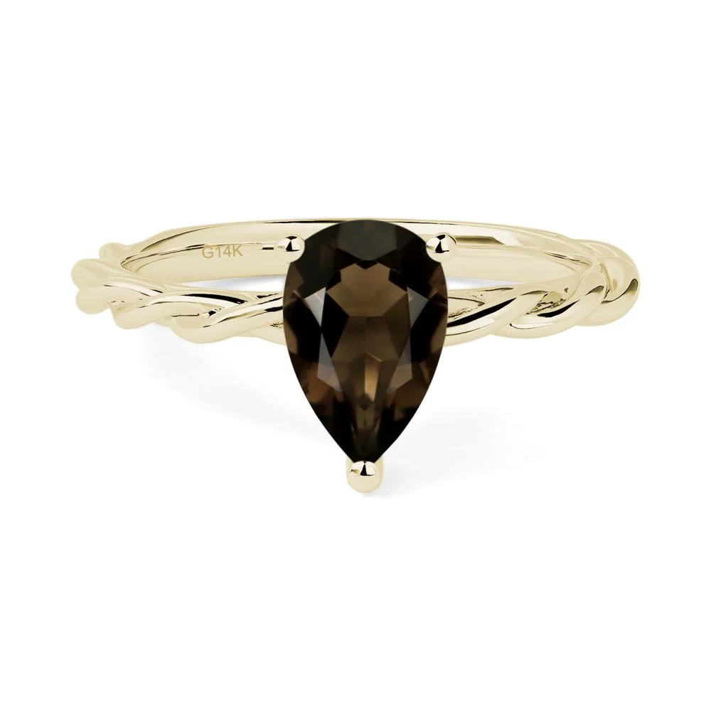 Teardrop Smoky Quartz Solitaire Ring - Image 4