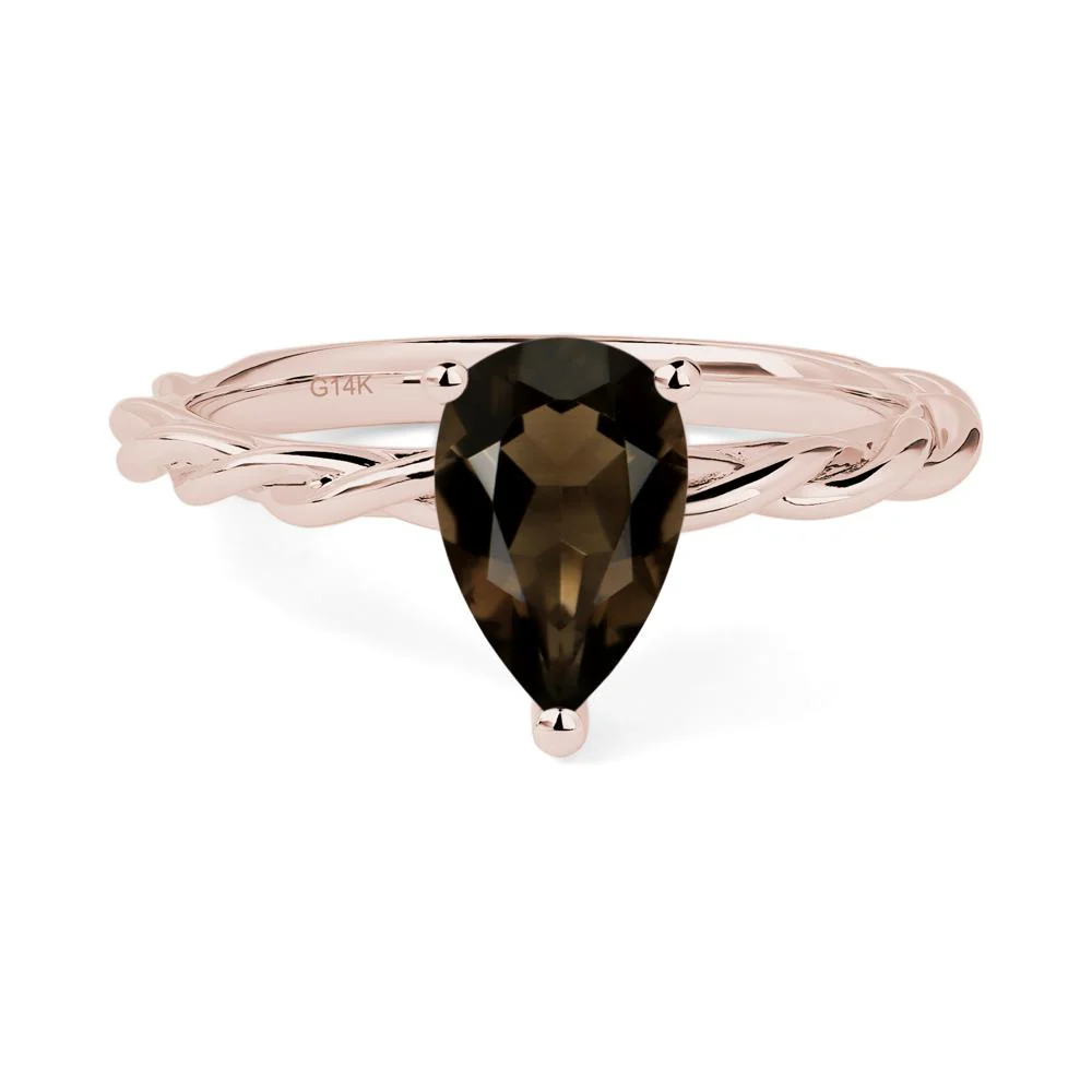 Teardrop Smoky Quartz Solitaire Ring - Image 5