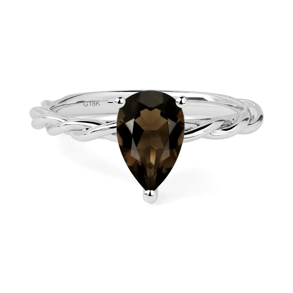 Teardrop Smoky Quartz Solitaire Ring - Image 7