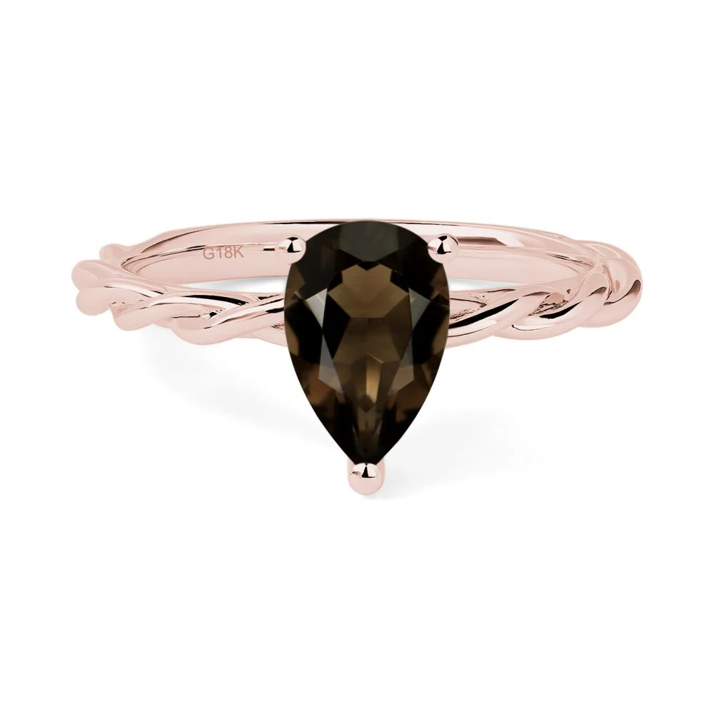 Teardrop Smoky Quartz Solitaire Ring - Image 9
