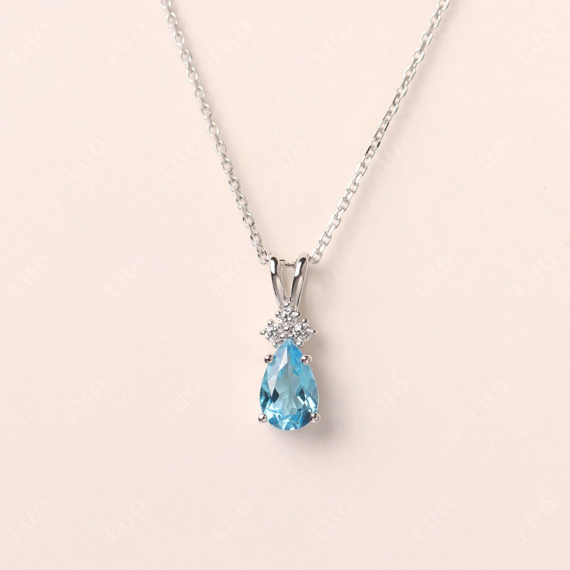 Pear Shaped Swiss Blue Topaz Necklace - Image 10