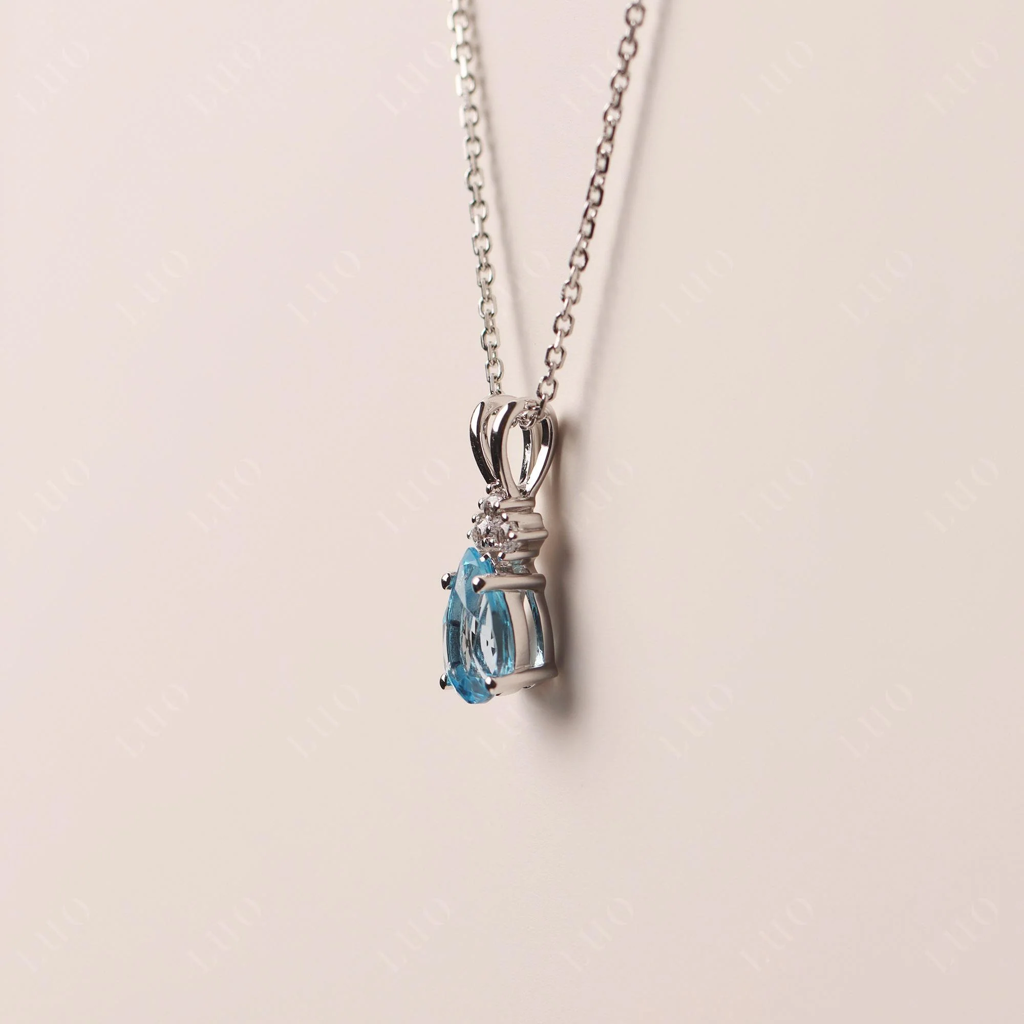 Pear Shaped Swiss Blue Topaz Necklace - Image 11