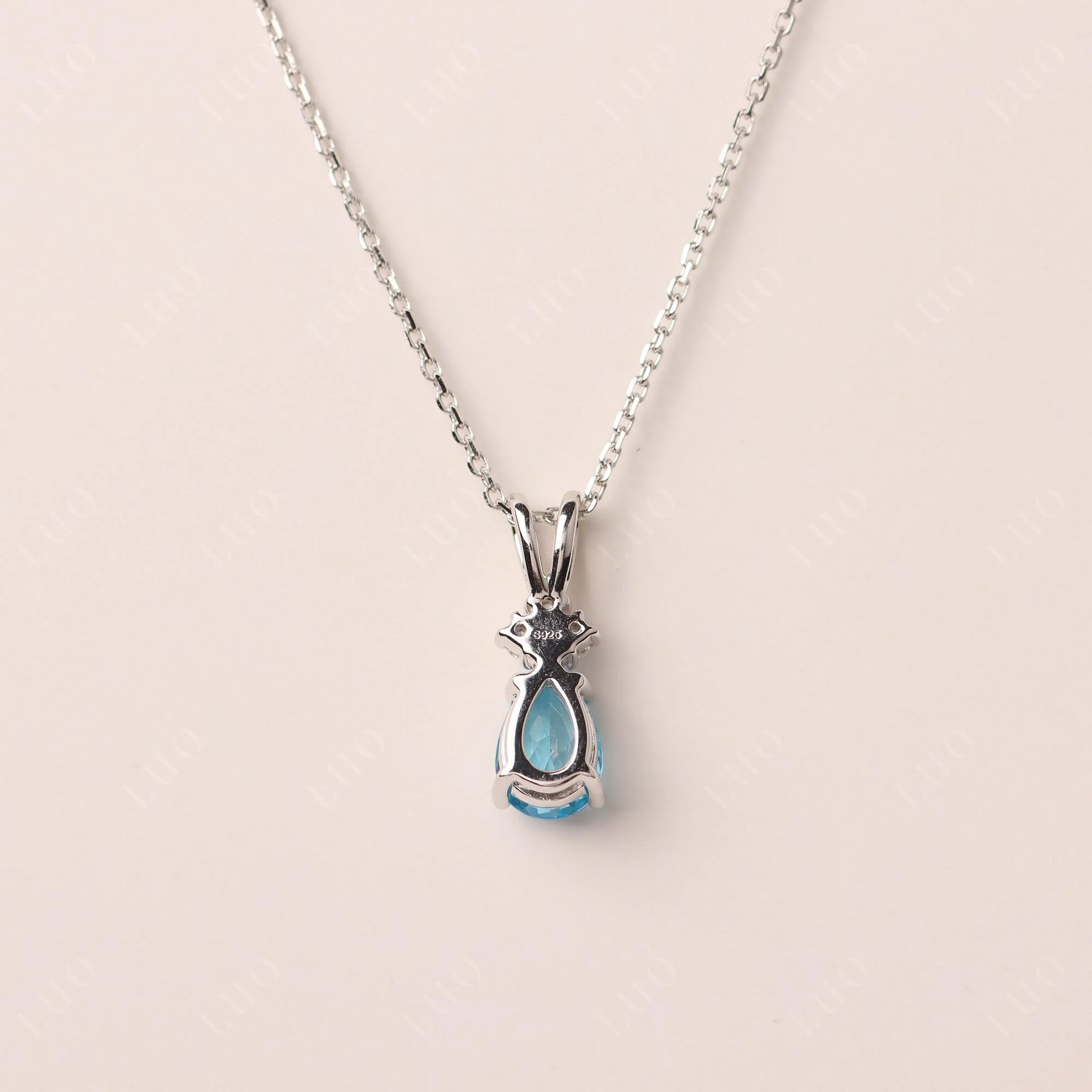 Pear Shaped Swiss Blue Topaz Necklace - Image 12