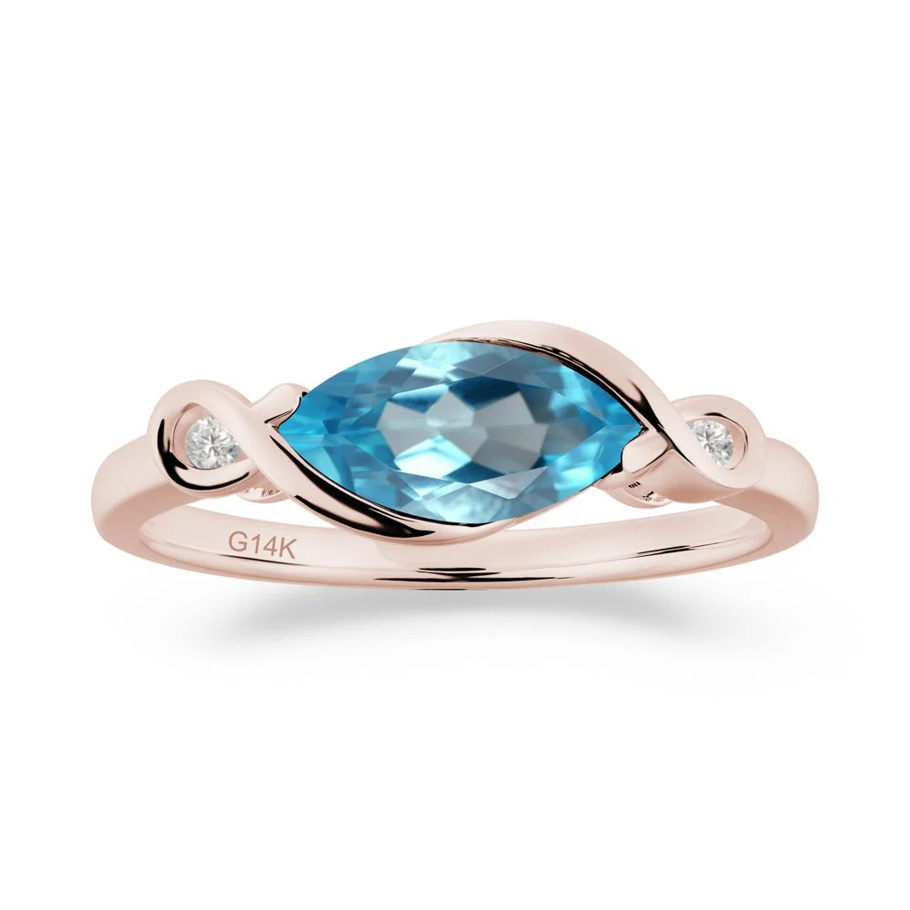 Teardrop Swiss Blue Topaz Pave Bow Ring - Image 7