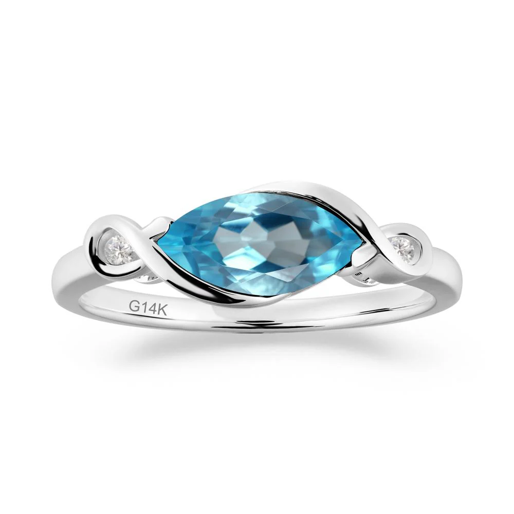 Teardrop Swiss Blue Topaz Pave Bow Ring - Image 9