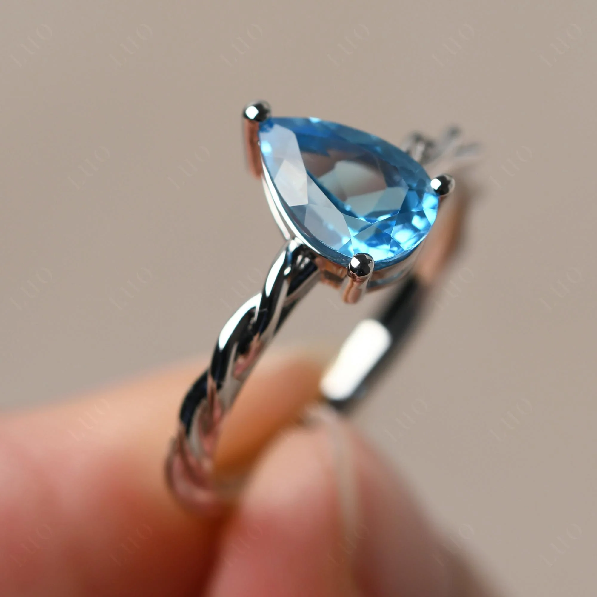 Swiss Blue Topaz Rope Engagement Ring - Image 11