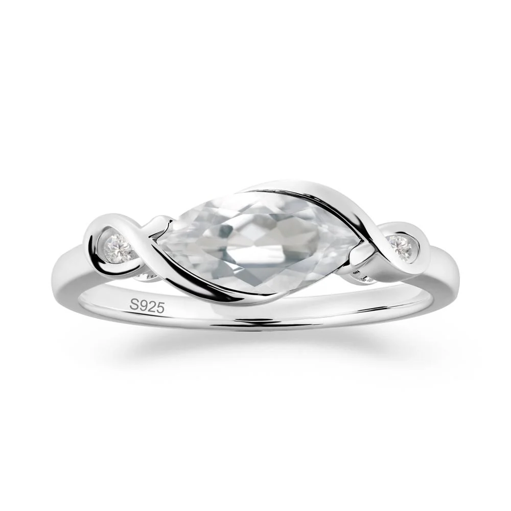 Teardrop White Topaz Infinity Knot Ring - Image 8