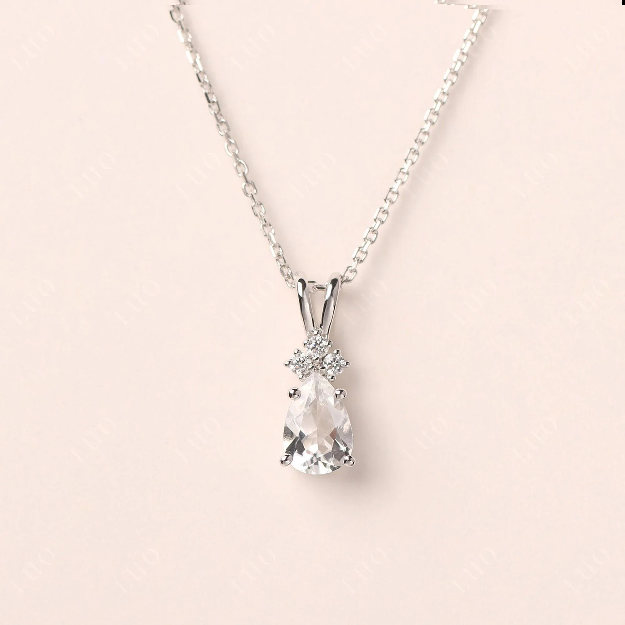 Pear Shaped White Topaz Necklace - Image 10
