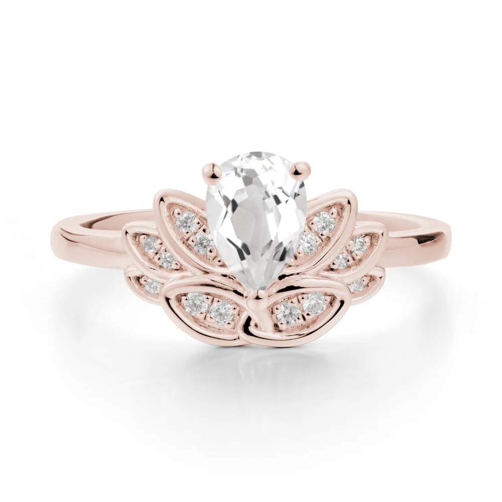 Teardrop White Topaz Petal Ring