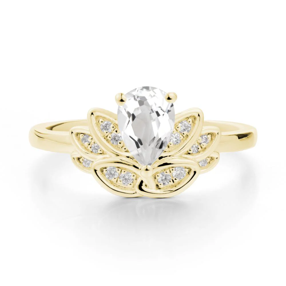Teardrop White Topaz Petal Ring - Image 6